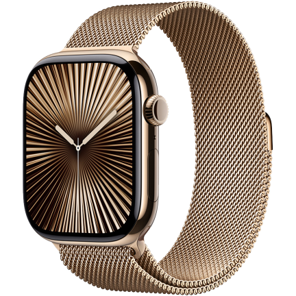 Apple Watch 10 46mm Steel Gold Milanese Loop / Titanium Case