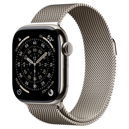 Apple Watch 11 46mm Natural Titanium Case / Natural Milanese Loop