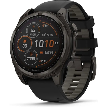 Garmin Fenix 8 AMOLED Solar Sapphire 51mm Carbon Gray DLC Titanium Black / Pebble Gray Silicone (010-02907-11)